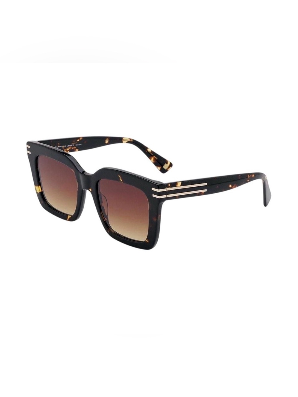 NEW Carolina Lemke Square Oversized Brown Everest Gold Accent Sunglasses Summer